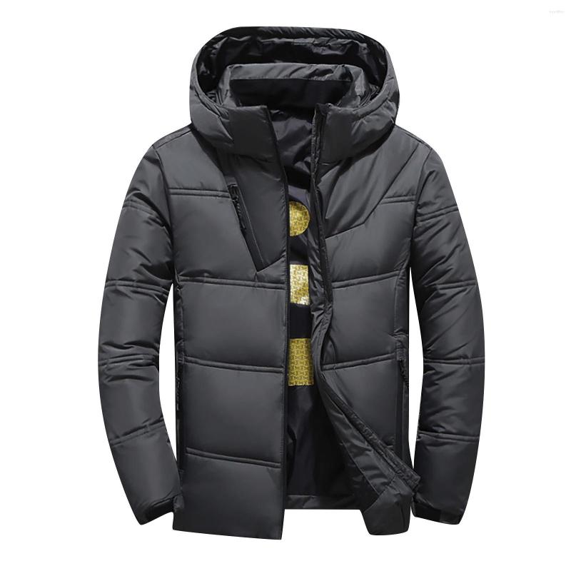 

Men's Down Men Parka High Quality Thick Warm Winter Jackets Hooded Thicken Coat Casual Slim Overcoat With Many Pockets Mens, Black