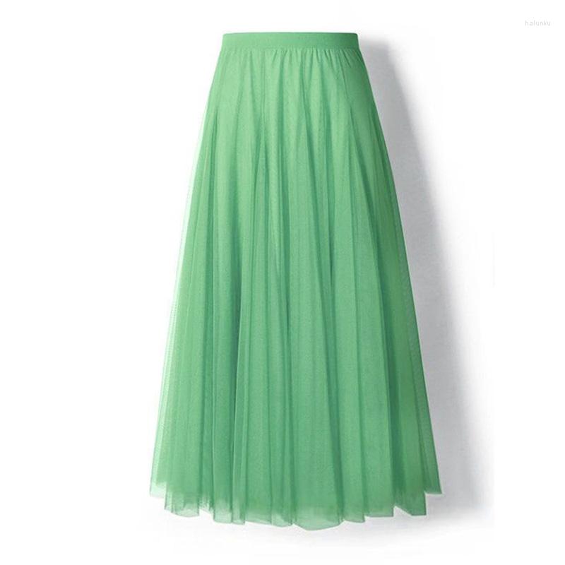 

Skirts YEMOGGY Mesh Lined For Women Solid Color Elastic High Waist A-line Swing Midi 2022 Slim Fairy Dance Skirt, Lake blue