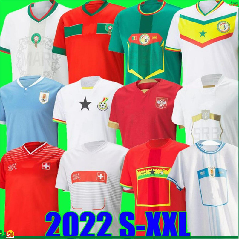 

2022 Morocco VLAHOVIC MITROVIC TADIC soccer jersey Uruguay Senegal MANE Hakimi Ghana 22 23 Switzerland KOULIBALY maillot Serbia football uniforms shirts, Morocco home