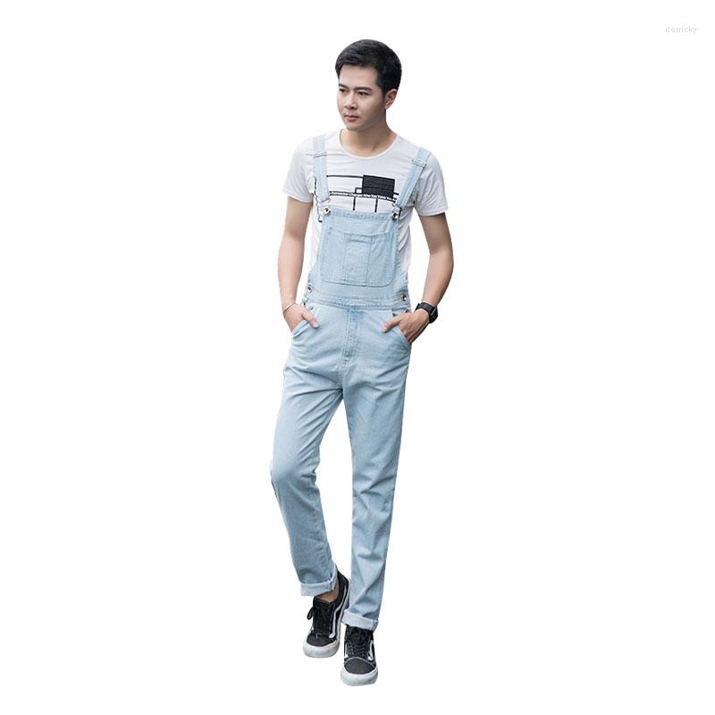 

Men' Jeans 2022 Men Overalls Bib Slim Straight Denim Jumpsuits Fashion Cargo Pants Light Blue Trousers Large Size  - 5XL