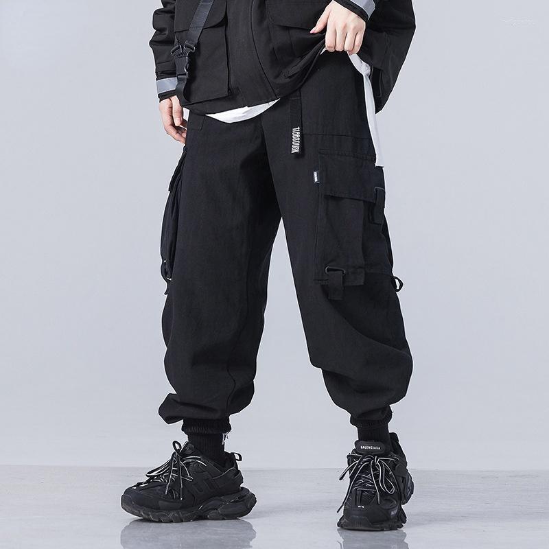 

Men's Pants Men's Multi-Pockets Cargo Men Hip-Hop Casual Streetwear Trousers Joggers Harajuku Fashion Elastic Waist Sweatpants Techwear, Black