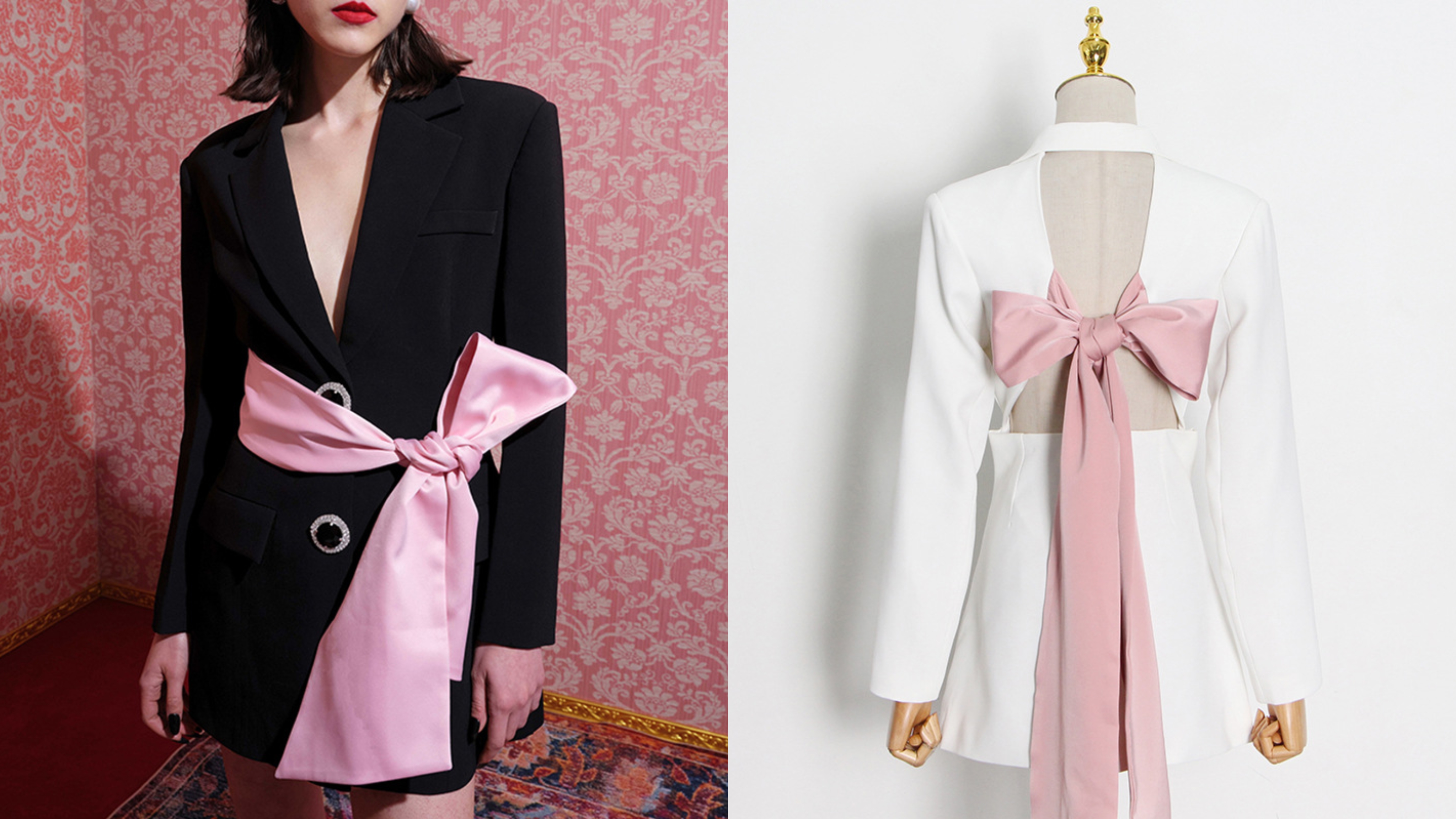 

Runway style new temperament backless bow tie blazer sexy lady, 632506 black