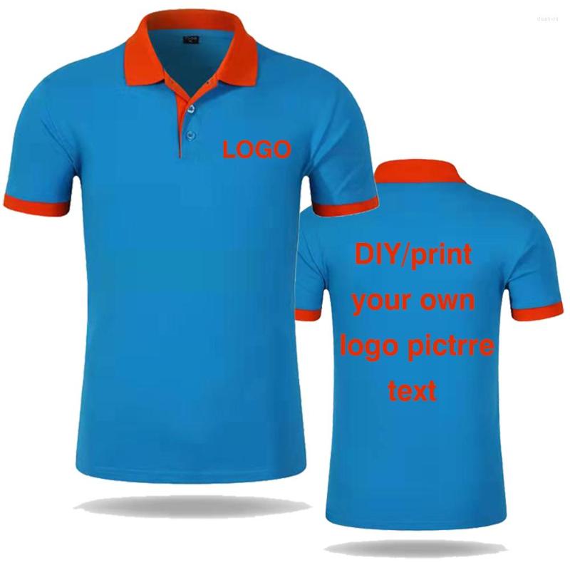 

Men' Polos Custom Fashion High-End Leisure Summer Men' Polo Shirt Personal Work Clothes Group Company Logo Personalized Customization, Blue with orange