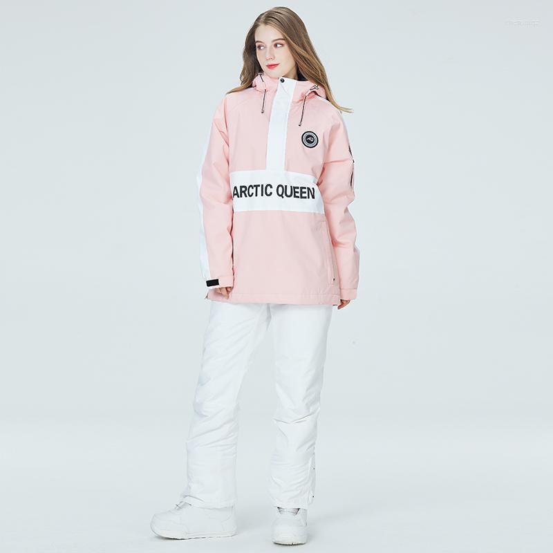 

Skiing Suits Snowboarding Trousers And Coat Women Ski Waterproof Men Hoodie Pants Winter Warm, Pants pink