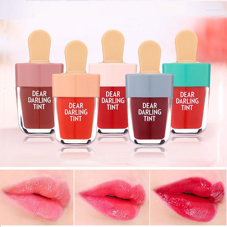 

Lip Gloss Brand 5 Colors Batom Super Ice Cream Waterproof Long Lasting Makeup Liquid Lipstick Sweet Red Tint, 04