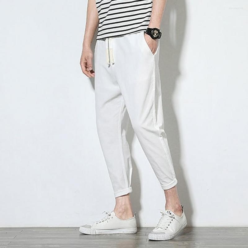 

Men's Pants Long Trouser Drawstring Trousers Casual Pockets Ankle Tied Solid Color Men Sports, Dark gray