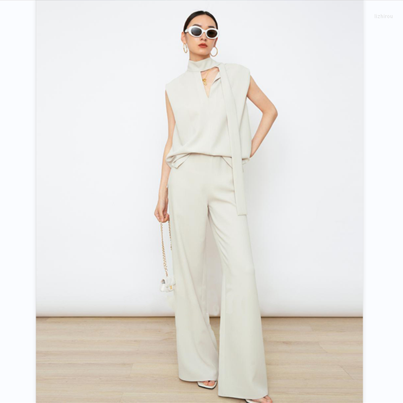 

Women' Two Piece Pants Women' Big-Name Luxury Two-Piece Summer Dress Sleeveless T-Shirt Top Casual Straight Trousers Spring And, Beige