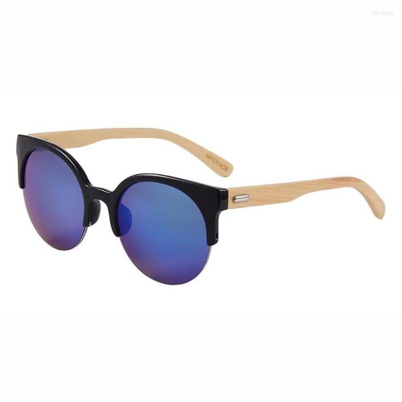 

Sunglasses BerWer Women Men Fashion Bamboo Plastic Frame With Temples