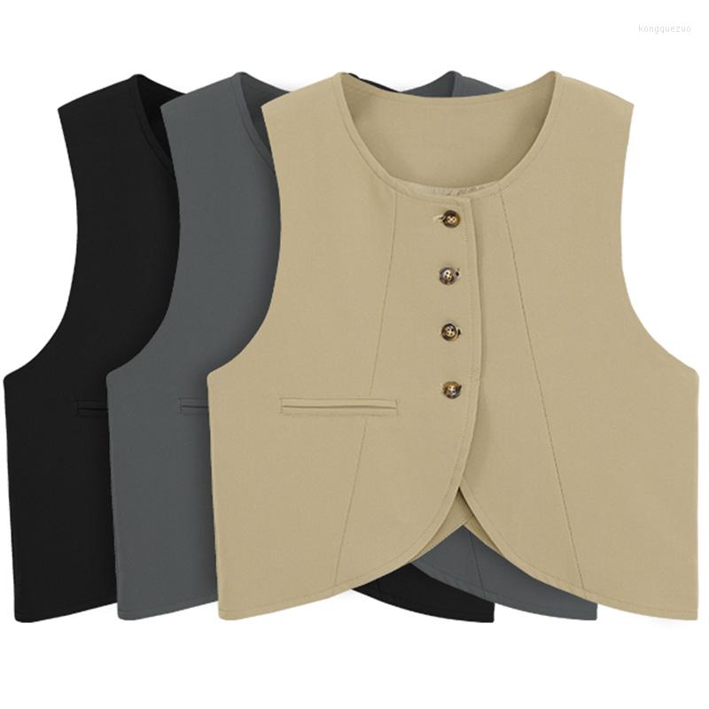 

Women's Vests Women's Formal Outfits Vest O Neck Single Breasted Elegant OL Waistcoat Business For Woman Work Wear Outerwear 2022, Black
