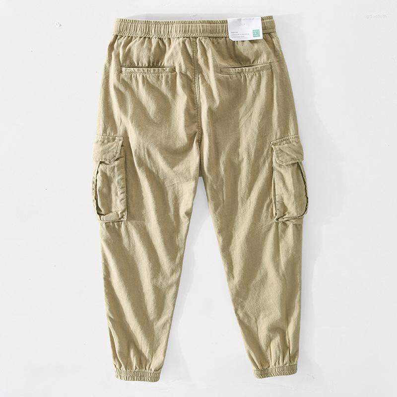 

Men's Pants 2022 Spring Summer Men Cargo Trousers Big Pockets Cotton Made Loose GA-Z346, Army green