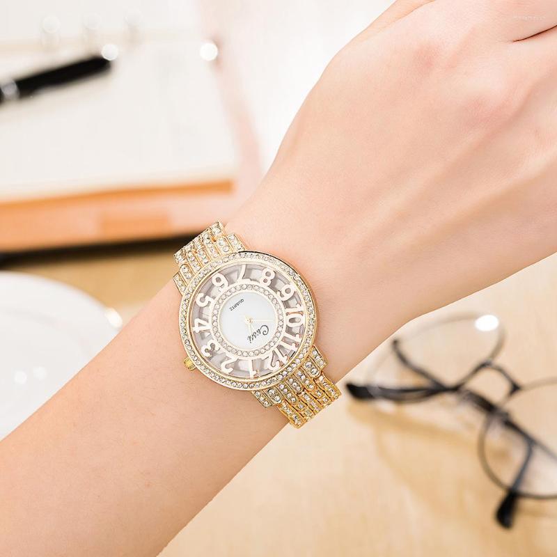 

Wristwatches 2022 Fashion And Beautiful Ladies Watch Innovative Digital Dial Exquisite Diamond Alloy Quartz, Gold
