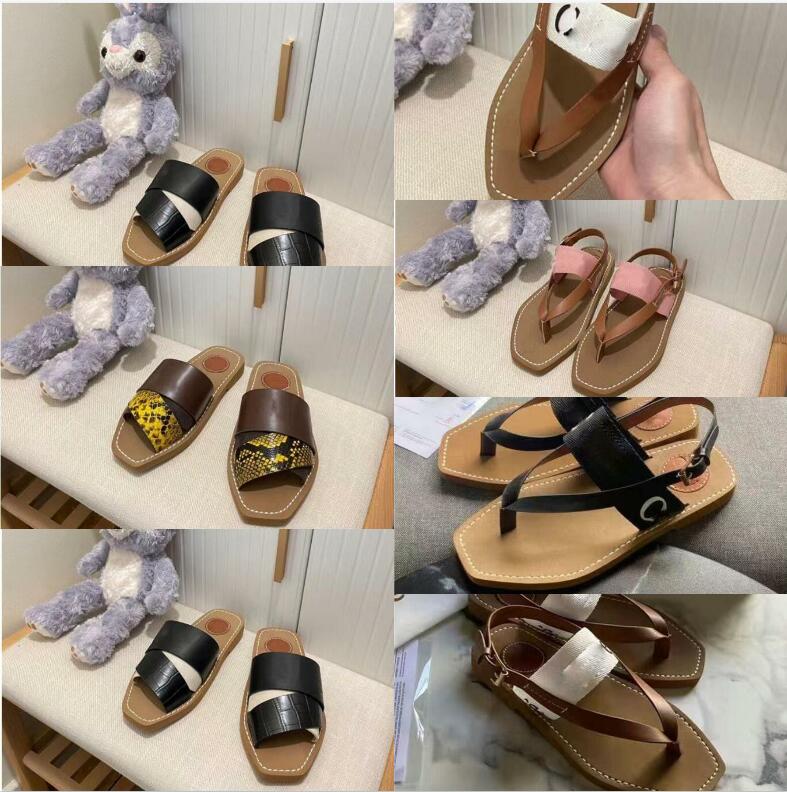 

Lady Canvas Sandals luxurys Designers Slipper Fashion Lace Cross Woven Roman Slippers Summer Wide Flat Sandals Shoes Letter Snake Print Slide, Box