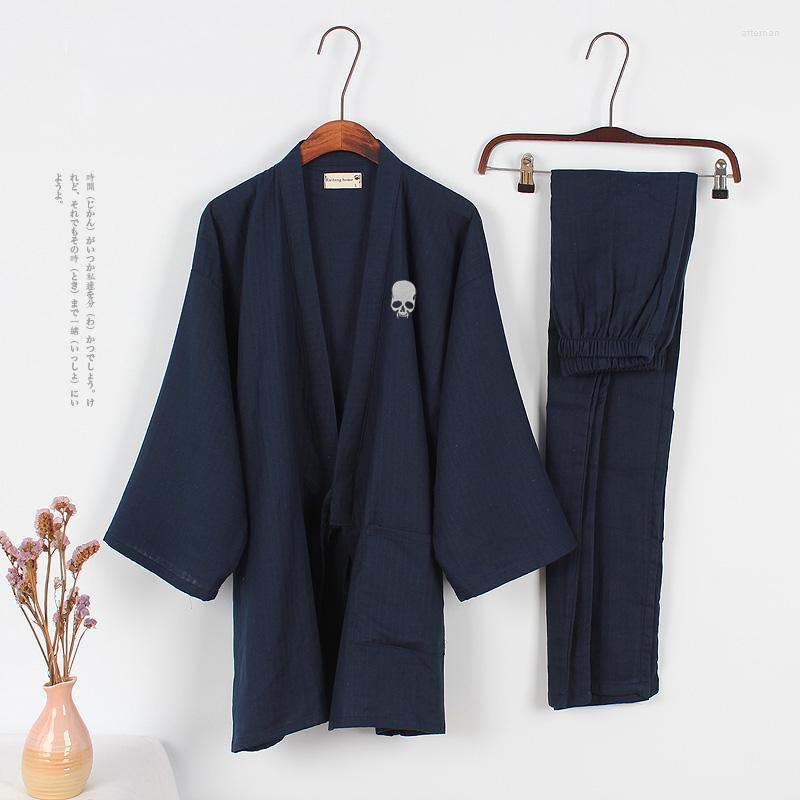 

Men's Sleepwear Japanese Traditional Retro Style Men's Pajamas Pants Set Cotton Kimono Yukata Bathrobe Sleep & Lounge Nightgown