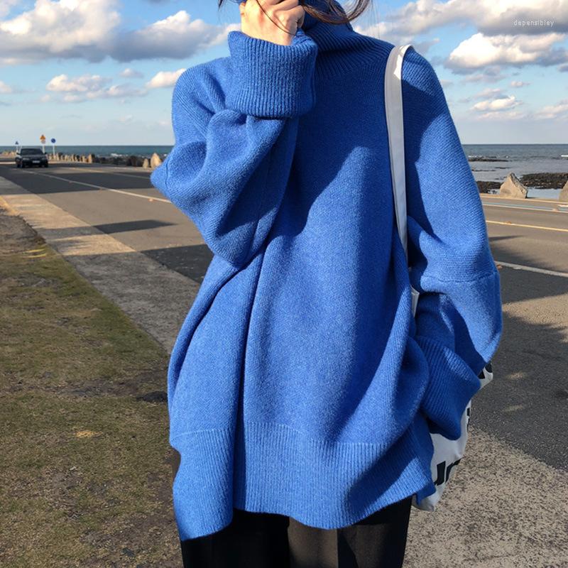 

Women's Sweaters Turtleneck Sweater Women Autumn Oversized Loose Long Sleeve Knitted Pullover Female Casual Solid Knitwear Jumper Pull Femme, White