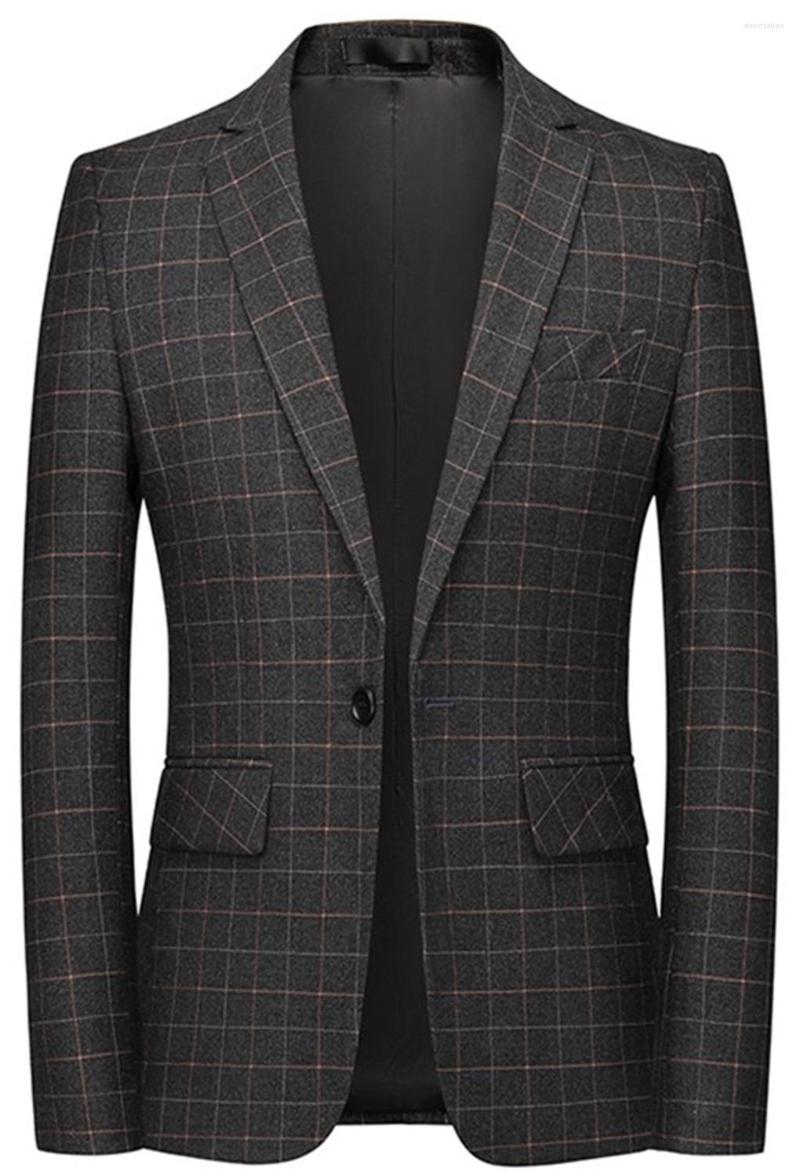 

Men's Suits Black Plaid Suit Jacket Blazer Notch Lapel Warm Fashion One Button Spring Autumn Regular Fit Casual Costumes Tuxedos