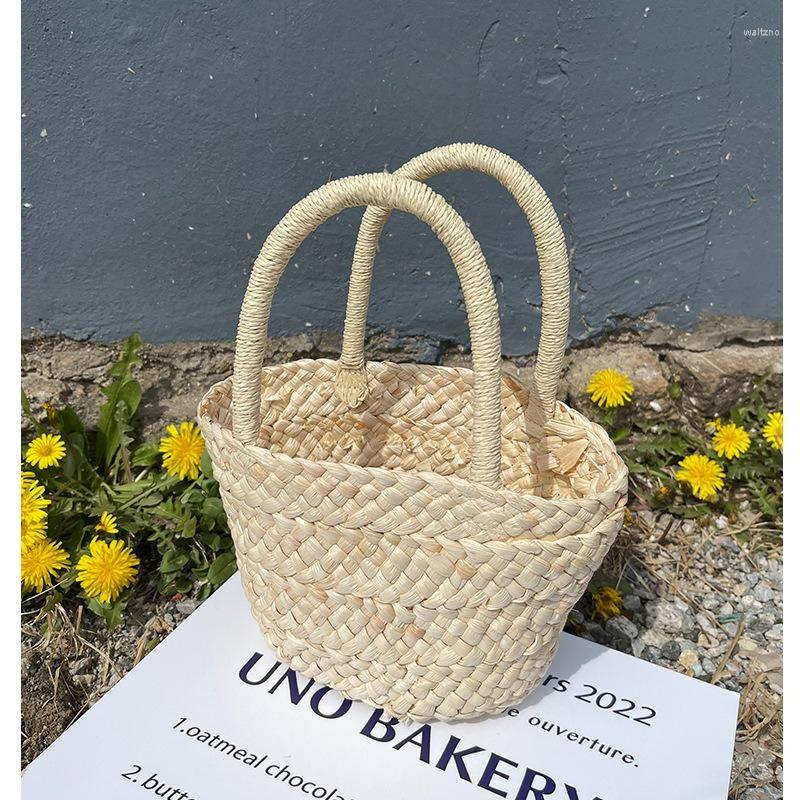 

Evening Bags Small Fresh Straw Bag Hand-held 2022 Cute Woven Hand-carried Korean Style All-match Basket Women's, Without lining