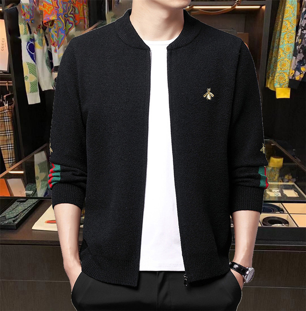 

Men's Jackets Arctic velvet brand European and American new fashion trend Casual leopard like velvet zipper with knitted cardigan M-3XL