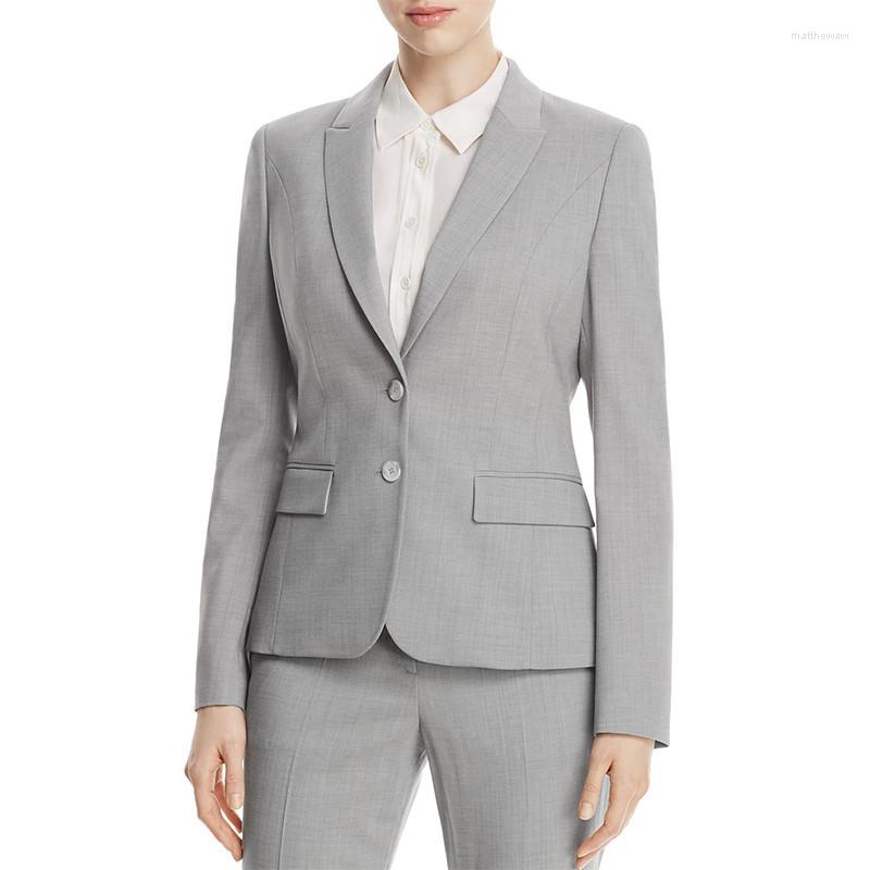 

Women's Two Piece Pants Jacket Office Uniform Designs Women Light Gray Formal Ladies Business Pant Suits Buttons Female Trouser 2, Ivory