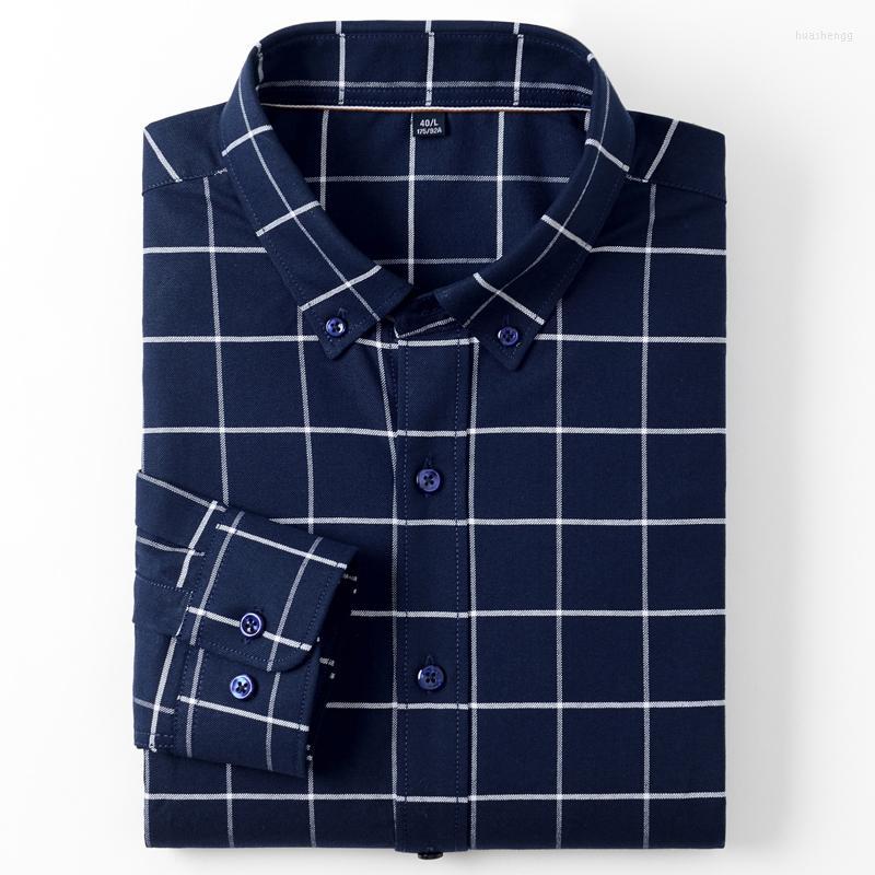

Men's Casual Shirts Holiday Plaid Checkered Oxford Cotton Shirt Pocket-less Design Men's Long Sleeve Standard-fit Button-down Gingham, Gray