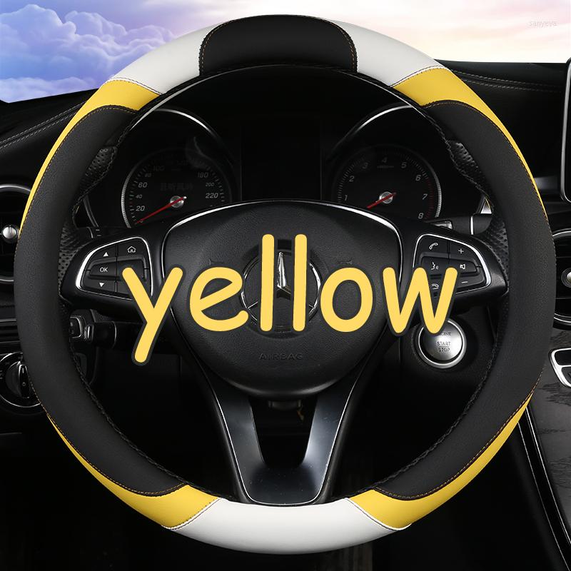 

Steering Wheel Covers Car Cover Artificial Leather With Soft Anti-Slip Black Braid & Needles Thread Fit For 38cm Diameter