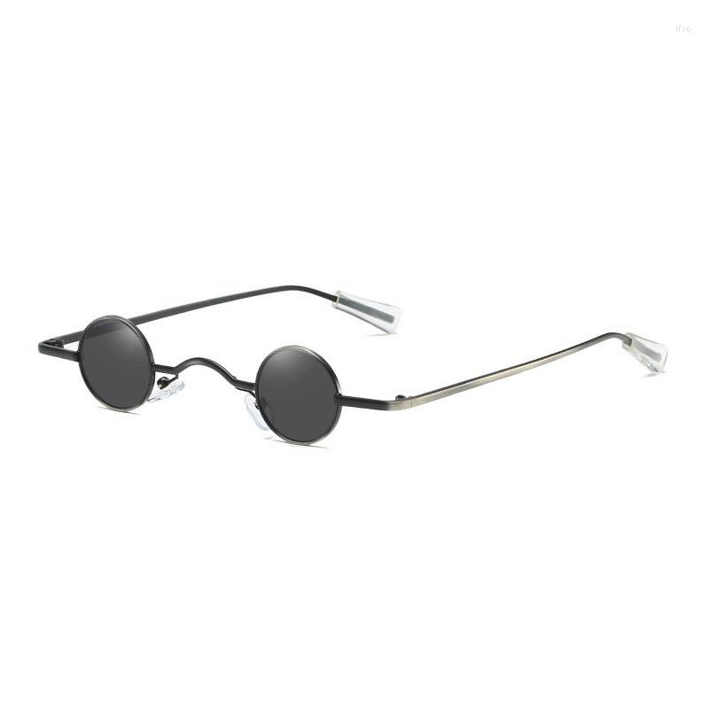 

Sunglasses Vintage Rock Punk Man Classic Small Round Women Wide Bridge Metal Frame Black Lens Eyewear Driving