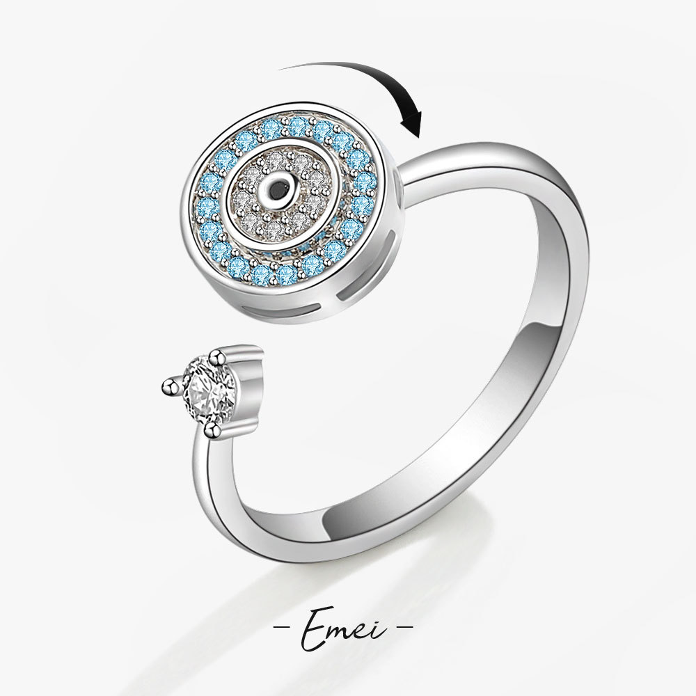 

Evil Eye Cluster Rings for Women Adjustable Rotating Cubic Zirconia Ring Fashion Jewelry