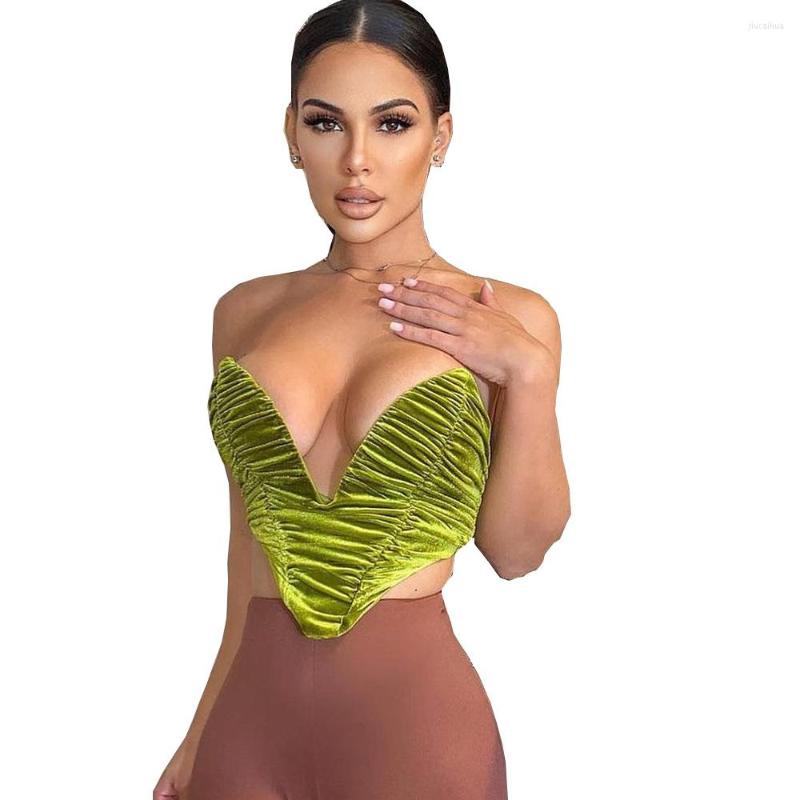 

Women' Tanks Xingqing Y2K Velvet Tube Tops 90s Deep V-neck Skinny Crop Corset Camisole Sexy Harajuku Aesthetic Backless Cloth Party, As photo shows