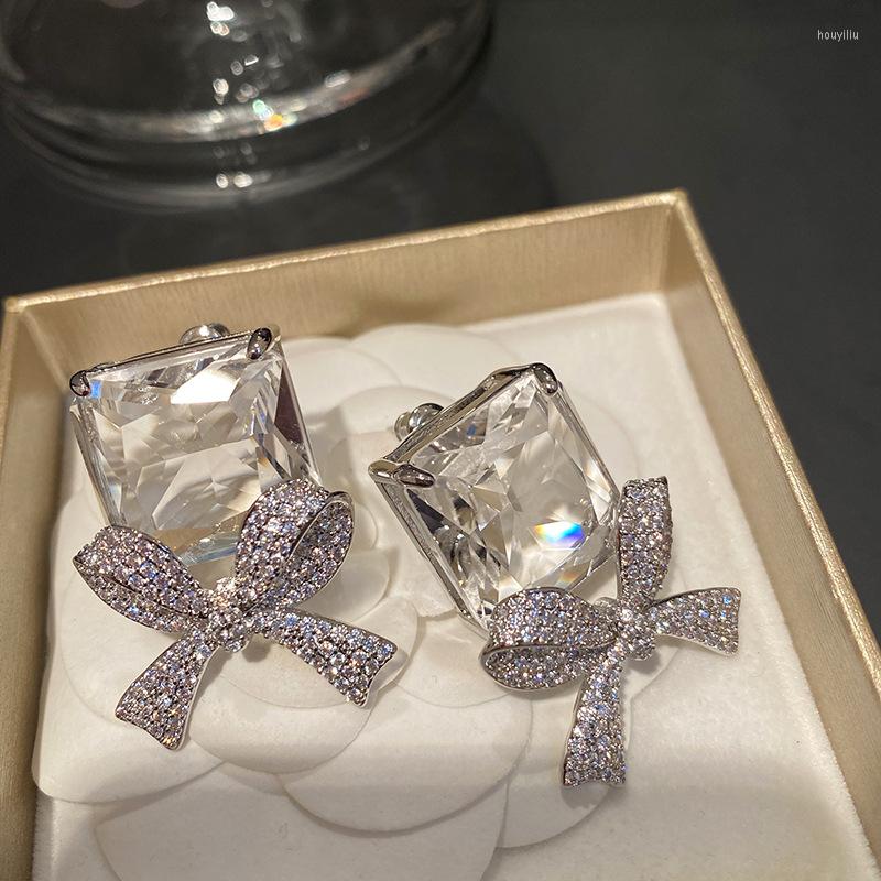 

Stud Earrings Bilincolor Crystal Clear Cubic Zirconia Big Knot Earring For Women