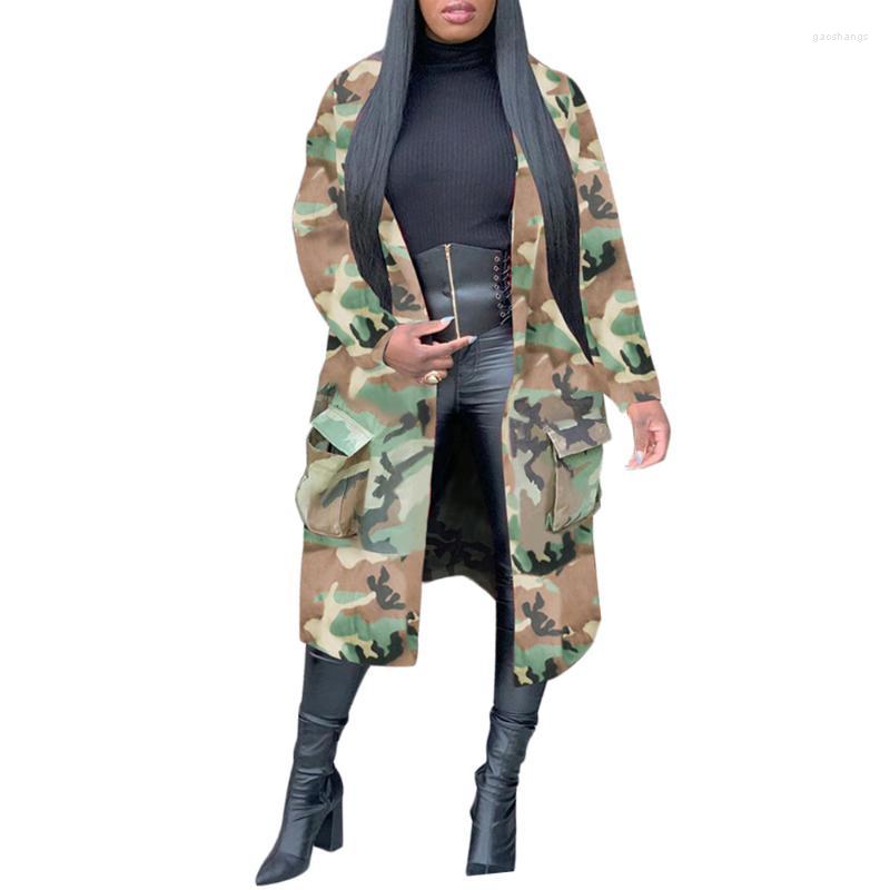 

Women's Trench Coats Autumn 2022 Coat Female Camo Long Women's ArmyGreen Print Outwear Clothing Woman Sleeve Abrigo Mujer D30, Armygreen camouflage