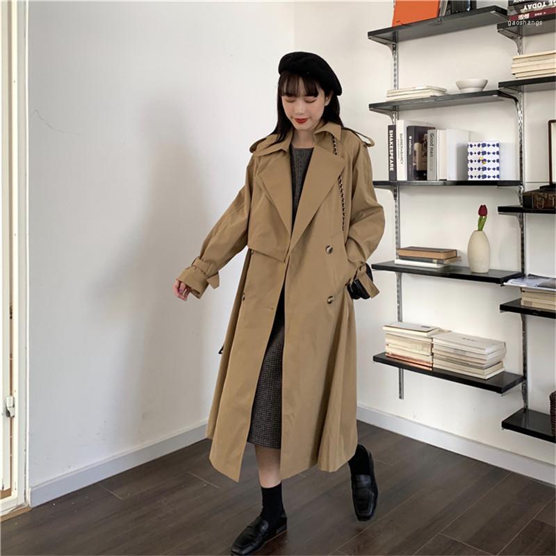 

Women' Trench Coats Spring Solid Color Loose Large Size British Style Long Casual Windbreaker Jacket Top Women' Clothing, Photo color