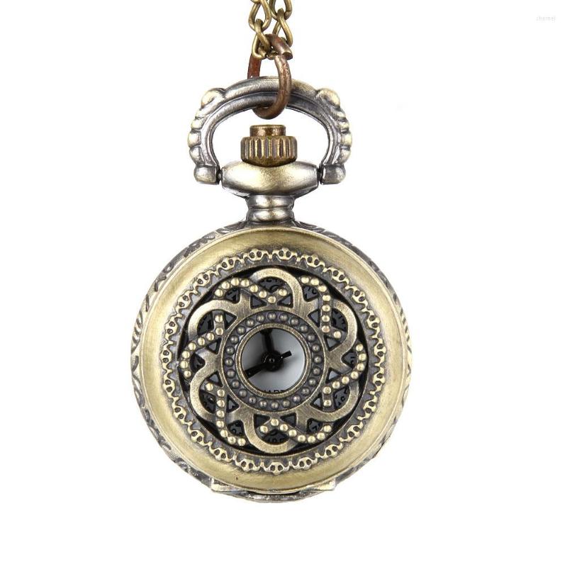 

Pocket Watches Vintage Quartz Watch Alloy Hollow Out Flowers Women Girls Sweater Chain Pendant Necklace BMF88, As shown