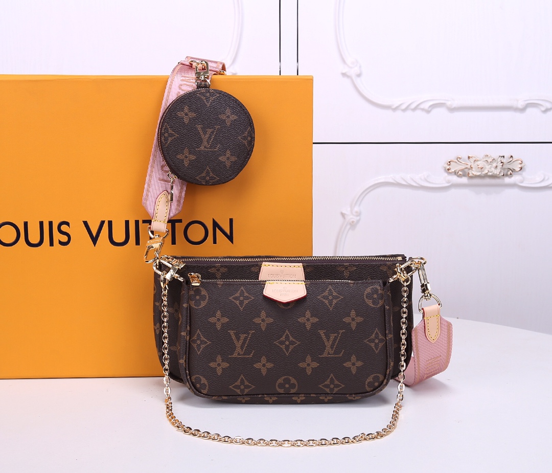 

Luxury Designer Cross Body Bag Favorite Shoulder Brand Handbags Women Crossbody Purses 3 Piece Sets Leather Chain Bags Louis Vuitton LV, Red