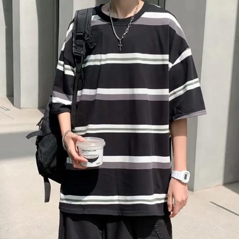 

Men's T Shirts Spring Summer Simple Striped Oversized T-Shirt Harajuku Street Neutral Style 2022 Clothes Male Casual Hip-Hop Funny Pullover, Black