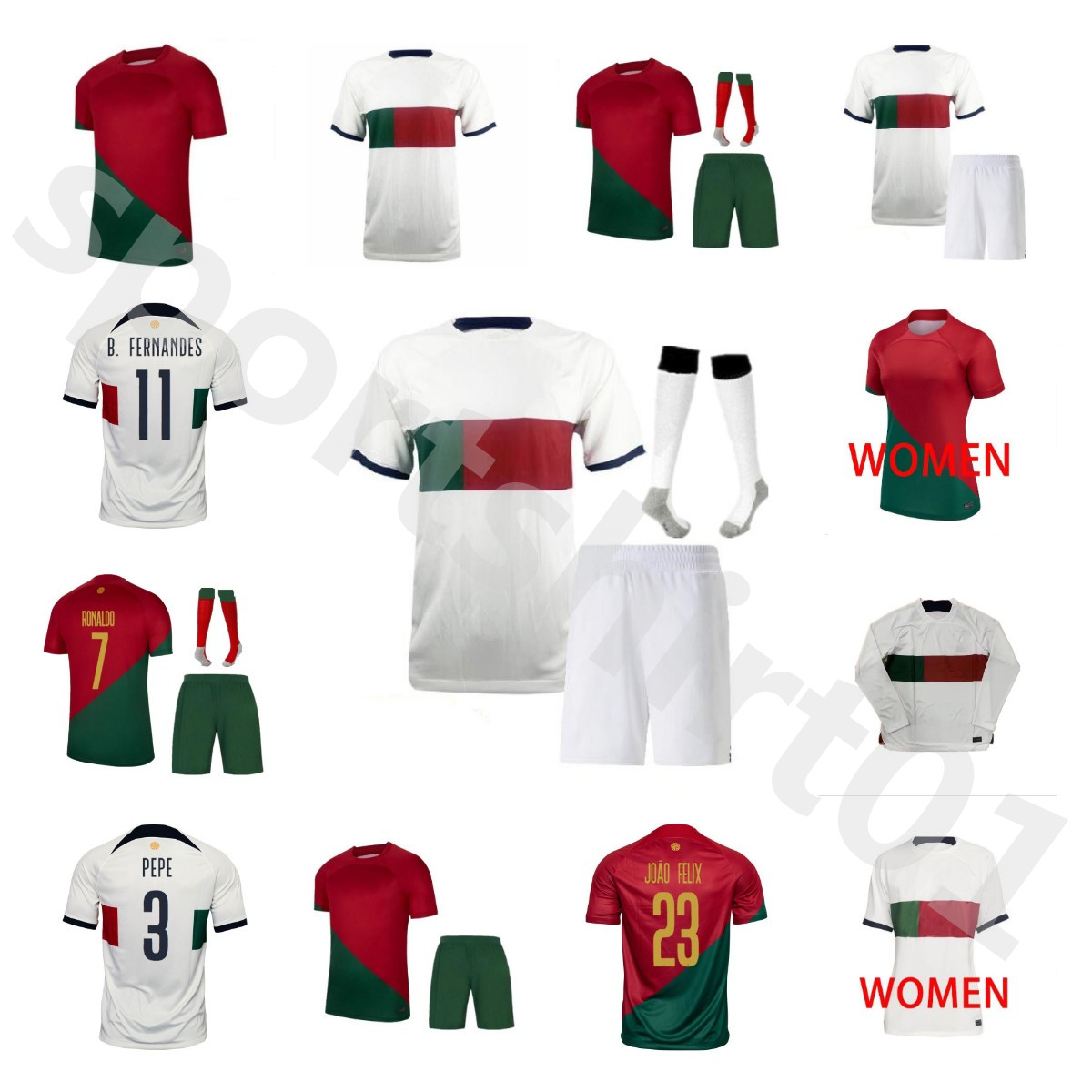 

2022 2023 Portuguese soccer jerseys home and away FERNANDES DIOGO RUBEN NEVES Portugieser Retro JOAO FELIX Portuguesa Football shirts men kids uniforms player fans