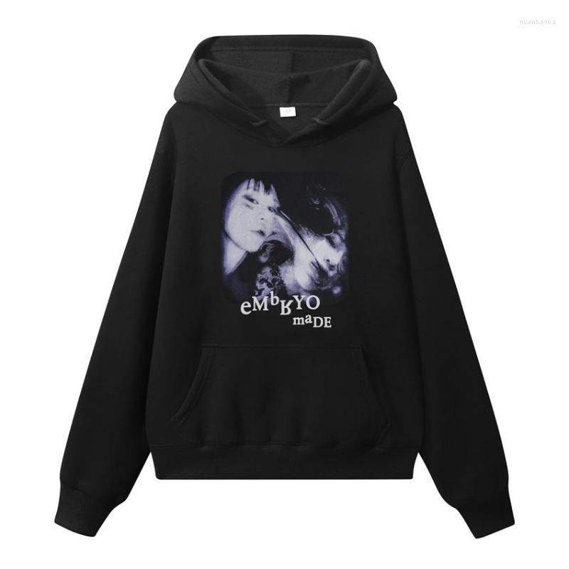 

Men' Hoodies Hip Hop Streetwear Hoodie Sweatshirt Illusion Girl Letter Print Pullover 2022 Men Harajuku Cotton Casual Autumn Hooded, White