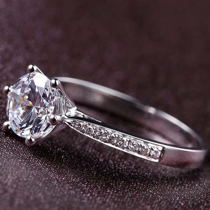 

Fine Jewelry Gold S925 Stamped Real Silver Rings Set 8mm 2 Ct SONA CZ Diamond Gold Plated Wedding For Women