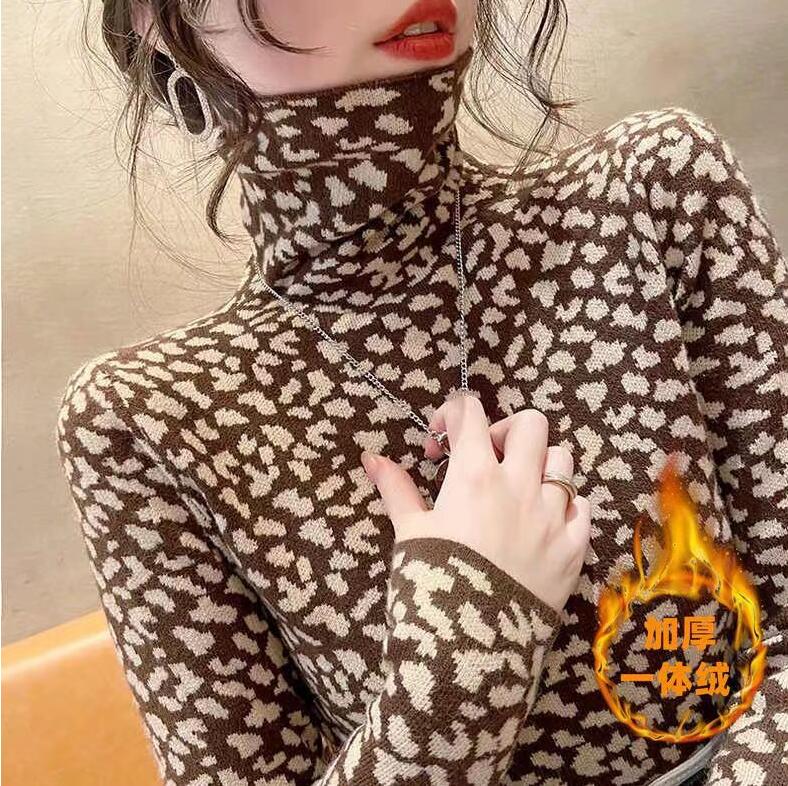 

Women's Sweaters Autumn Luxury Oversized Vintage Thickened Warmth Turtleneck Shirt Dress Tee Apple crop Tops, 14