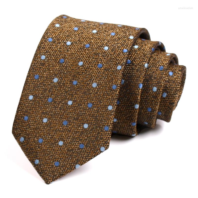 

Bow Ties 2022 Mens 7CM High Quality Fashion Formal Neck Tie Gentleman Business Work Party Necktie With Gift Box Brown