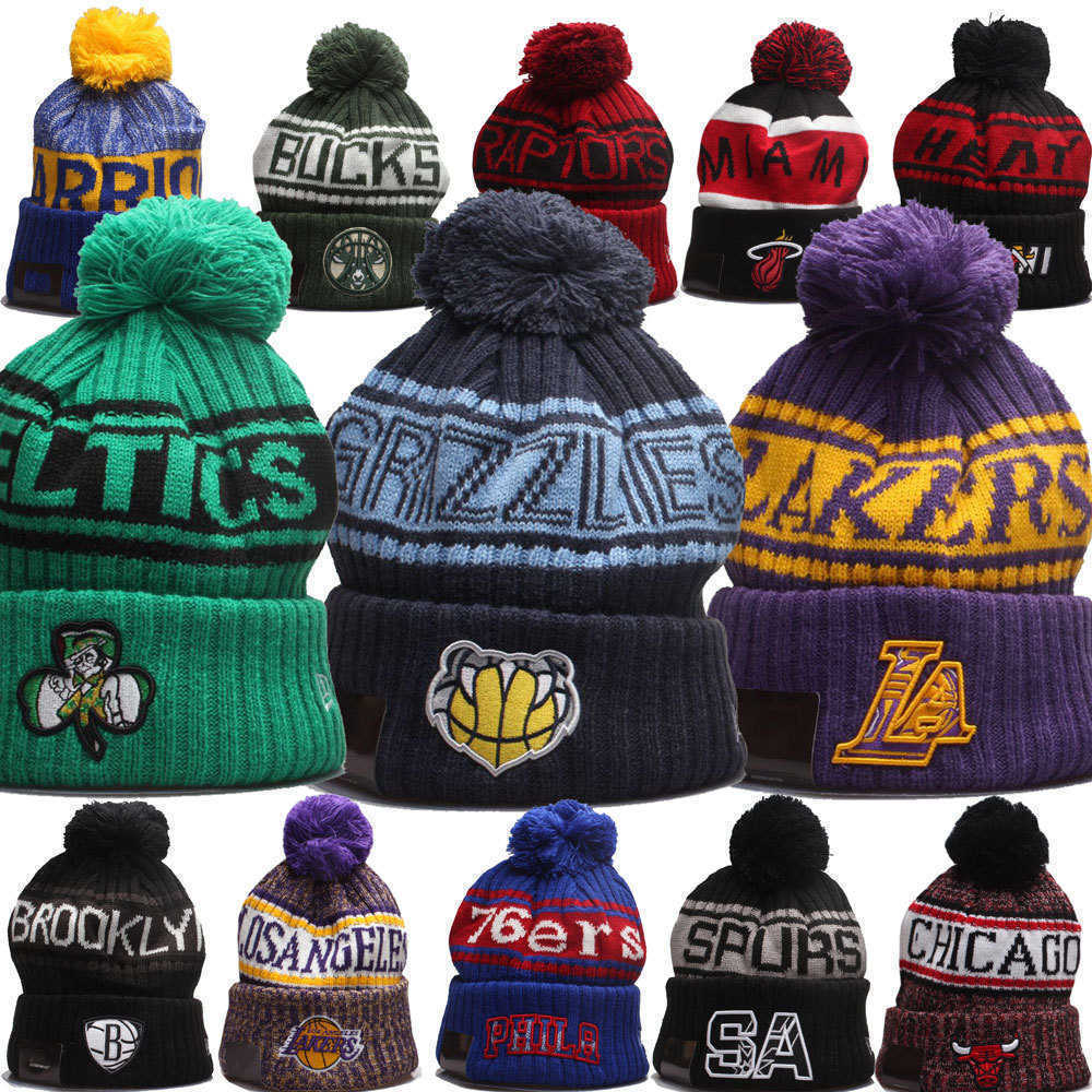 

2023 Beanie Snapbacks Winter Warm Fleece Knitted Women Men Basketball Cap''Warriors''bulls''nba''hats Adjustable Baseball Hip Hop Double Beanies, 14