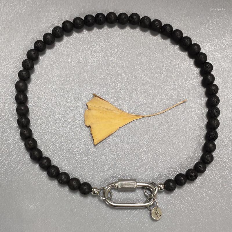 

Choker Classic Simple Man Black Necklace 2022 Handmade Volcanic Stone Beaded Delicate Retro Trend Jewelry For Women Gift