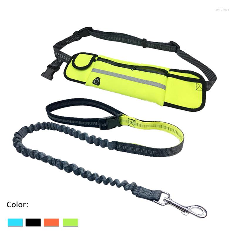 

Dog Collars Pets Leashes With Bag Running Hands Free Reflective Full Function Portable Waist Collar Rope Dogs Leash