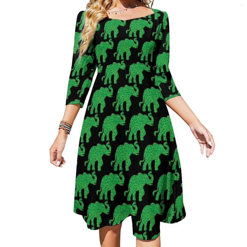 

Casual Dresses Elephant Print Dress Summer Luck Shamrocks Elegant Women Three Quarter Stylish Pattern Oversize, Style-10