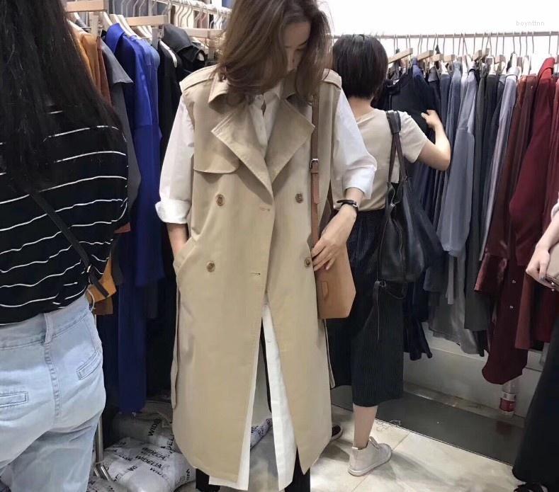 

Women's Vests Women's Women Autumn Vest Coat Lady Wear Long Waistcoat Notch Collar Double Breasted Sleeveless Solid Color Jacket Plus, Khaki