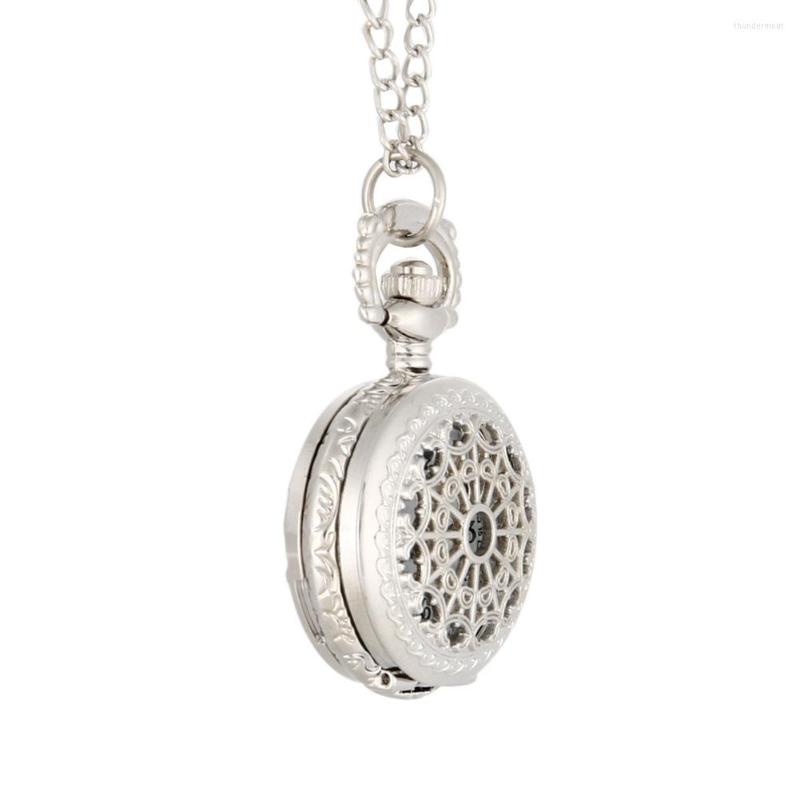 

Pocket Watches Men Watch Retro Bronze Tone Round Shape Spider Web Pattern With Chain Necklace HELH889, Gold