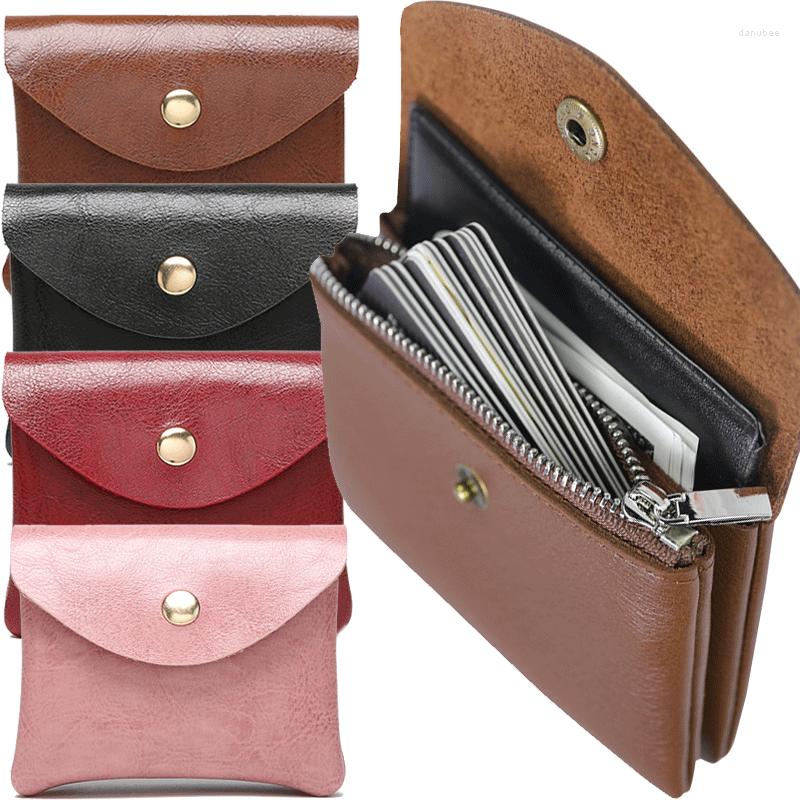 

Wallets Women Men PU Leather Mini Double Layer ID/ Wallet Coin Purse Storage Bag Business Short Purses, Black