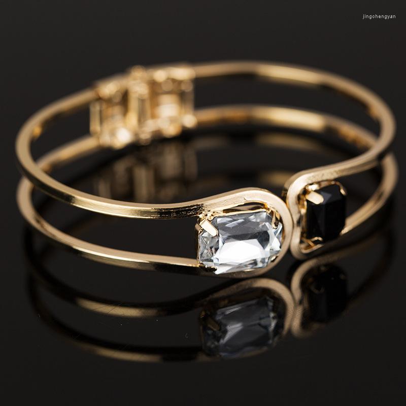 

Bangle Fashion Hollow With Crystal Temperament Refined Opening Elbow Gold Party Gift