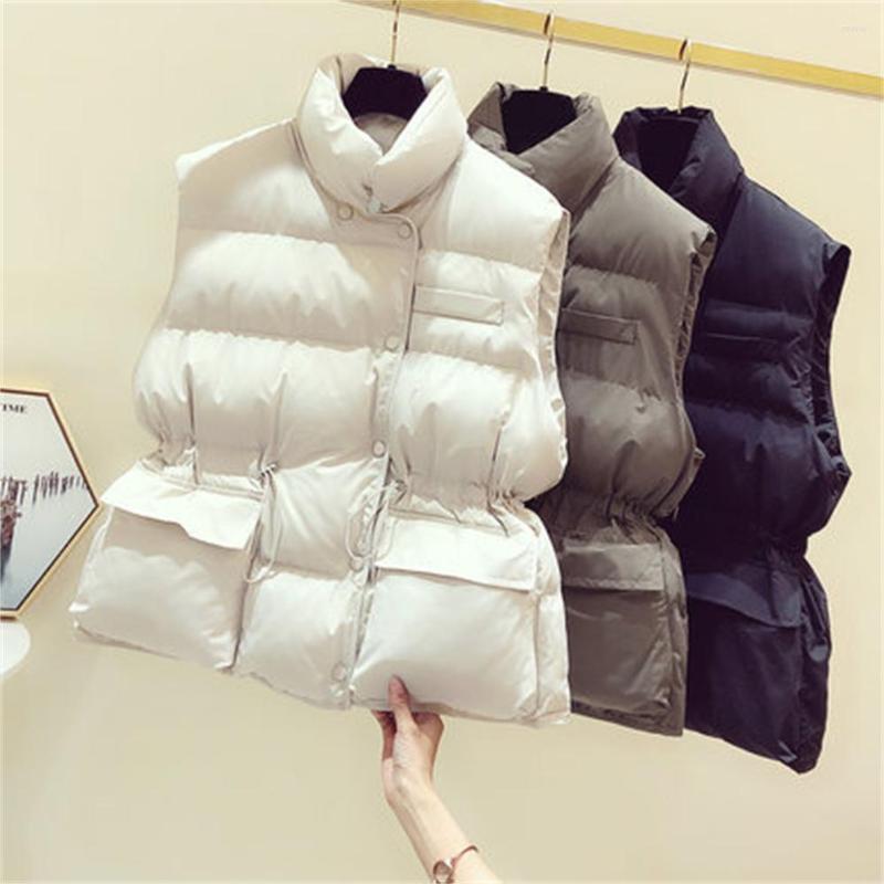 

Women' Vests 2022 Spring And Autumn Korean Version Of The Waist Slimming Stand-up Collar Jacket Short Vest Women H1230' Down Cotton, Black
