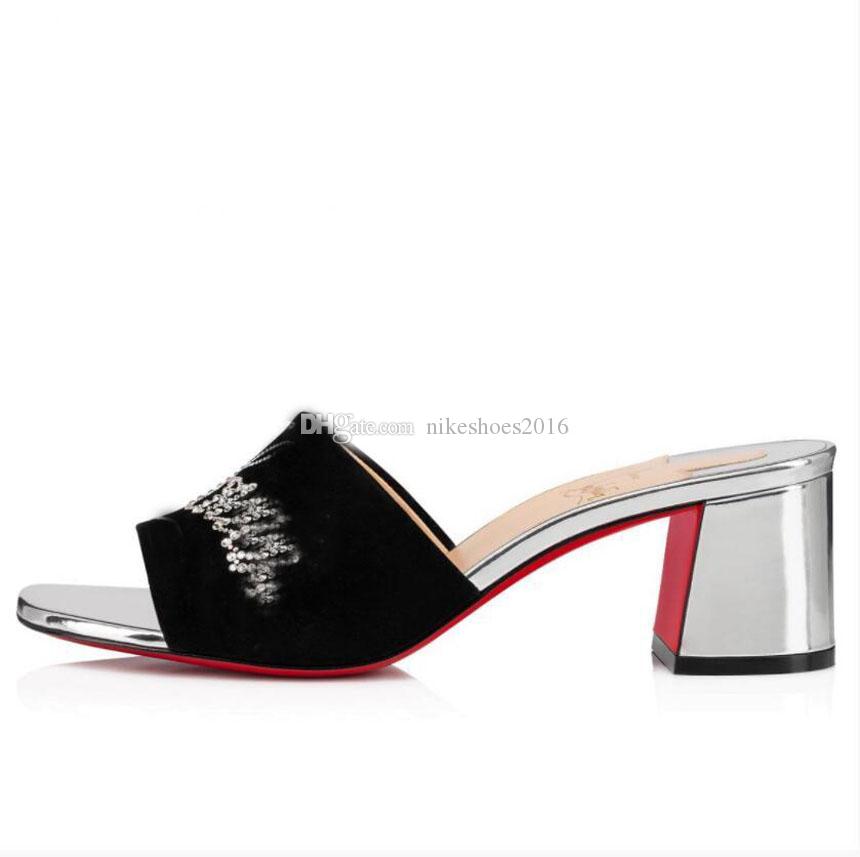 

Red-Bottoms Sandals Christians Luxurious Summer Women Slips Strass Womens Sandals Brands Red Slippers Dear Home Chunky Heels Party Wedd Lvw