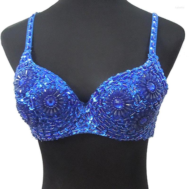 

Stage Wear Women's Belly Dancing Top Halloween Performance Costume Bra Bollywood Carnival Blouses Party Bras 36/80B Cup, Royal blue