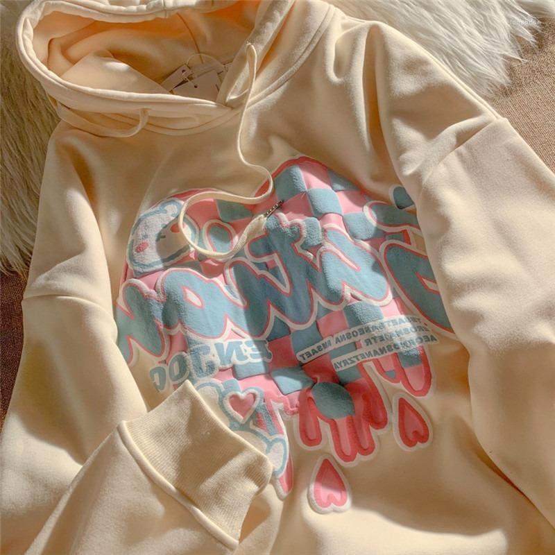 

Women's Hoodies Harajuku Vintage Love Print Women Korean Streetwear Oversize Sweatshirts Preppy Style Japanese Hooded Cute Hoodie, Green